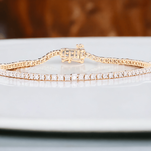 Luxueux 2.00Ct Moissanite Glow Round Tennis Bracelet en or 14K OEM Vente en gros Élégant 14K Or Moissanite Bracelets Bangles" - Product Image 1