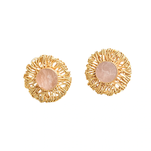 Boucles d'oreilles en perles de laiton en gros, boucles d'oreilles en pierre organique, finition en laiton satiné, design bohème chic, qualité d'exportation en vrac - Product Image 1