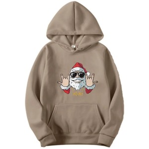 Sweat à capuche en polyester tricoté lourd de haute qualité surdimensionné avec imprimé Père Noël d'automne pour hommes ODM - Product Image 5