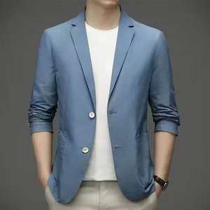 เสื้อคอวีสำหรับผู้ชายเนื้อผ้าบางระบายอากาศได้ดีมีกระดุมแถวเดียวผ้าโพลีเอสเตอร์/ ผ้าฝ้าย - Product Image 6