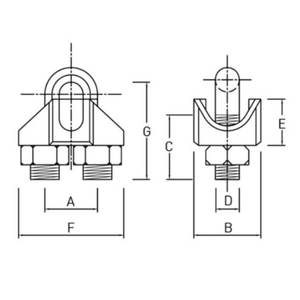 LEEMETAL Galvanized Malleable <b>Wire</b> <b>Rope</b> <b>Clips</b> US Type for General Industry Use 1/8"~1" Size - Product Image 2