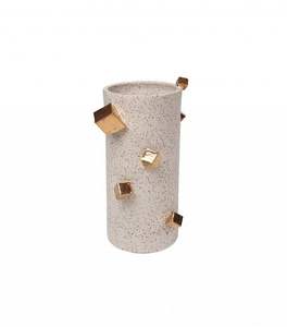 Luxury Ceramic Vase Set with Gold and Silver <b>Rings</b> Decorative White Pot for Living Room Modern Home Accent Flower Container - Product Image 2