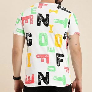 Precio al por Mayor, Servicio OEM, Camiseta Casual de Cuello Cuadrado para Hombre, 100% Algodón, Impresión Digital, Estilo Urbano Satinado - Product Image 5