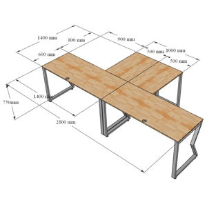 Sistema de Ensamblaje MConcept HBMC027, Escritorio en Forma de L Contemporáneo y Minimalista, Madera de Melamina MDF, Dos Patas de Acero Interconectadas - Product Image 5