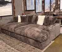 YY11 #   Canapé modulaire moderne à trois places avec rembourrage en éponge et tissu en velours côtelé pour salon