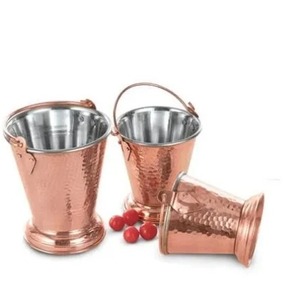 Seau en cuivre et en acier, seau en métal, seau en cuivre et en acier, conteneur en acier et en cuivre, seau en acier doublé de cuivre - Product Image 1