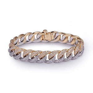 Moda estilo Hip Hop VS1 Moissanite corte redondo diamante Ice Out Cuban Link pulsera para boda Unisex 925 plata esterlina - Product Image 4