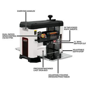 Raboteuse de table en plastique de 13 pouces, style hélicoïdal, 18/26 FPM, 120V, 1Ph - Product Image 5
