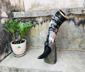 Nuevo Producto en Oferta, Cuerno para Beber Vikingo Medieval Tallado a Mano de Buey o Búfalo con Soportes, Cerveza Med, Cuernos Naturales - Product Image 2