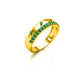 Dijamin perhiasan setengah keabadian Band cincin Enamel desain 925 perak murni hijau trendi wanita disesuaikan bulat tinggi bentuk cincin