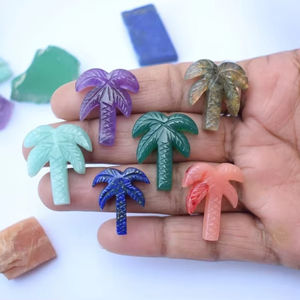 Colgante de cristal con abalorio de palmera de piedras preciosas talladas a mano para la fabricación de joyas - Product Image 1