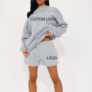 Ensemble de survêtement en deux pièces pour femmes, logo personnalisé, mode décontractée, automne, 100% coton, tricot, vêtements de tous les jours, polaire, ensemble de survêtement en deux pièces pour femmes - Product Image 5