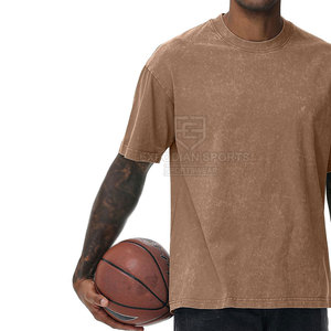 T-shirts pour hommes en coton 100% à l'aspect délavé, design tendance streetwear, couleur unie, surdimensionnés, écologiques, séchage rapide, respirants - Product Image 5