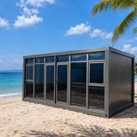 Maison de luxe en conteneur d'acier extensible de 20 pieds, moderne, avec murs vitrés panoramiques, villa modulaire préfabriquée pour complexe hôtelier