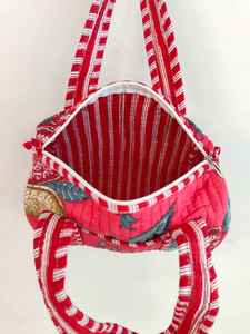 Stylish Storage Solution Handmade <b>Mini</b> Hand block Print Cotton Quilted <b>Bag</b> | Elegant Travel Shopping Tote Ideal Birthday <b>Gift</b> - Product Image 2