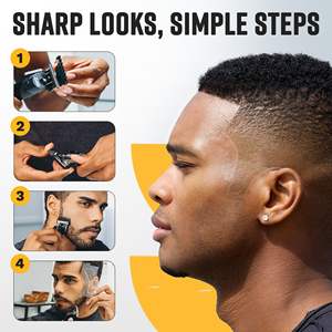 Tondeuse à cheveux et à barbe sans fil professionnelle, lames plaquées titane, silencieuse et étanche (IPX7), alimentée par batterie - Product Image 4