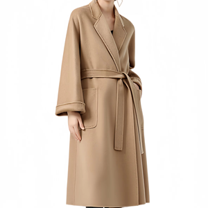 <span class=keywords><strong>Manteau</strong></span> long en cachemire et laine double face sur mesure pour femme, avec ceinture et col montant, idéal pour l'<span class=keywords><strong>hiver</strong></span> et le bureau - Product Image 1