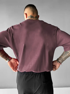 T-shirt à manches courtes d'été décontracté pour hommes respirant en polyester coupe décontractée poche poitrine manches coutures col rond haut de couleur unie - Product Image 3