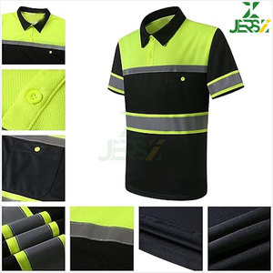 Camisas DE SEGURIDAD personalizables de alta visibilidad de alta calidad | Ropa de trabajo de manga corta reflectante alta Bolsillo de polo | Transpirable Unisex - Product Image 5