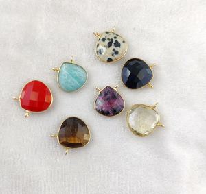 Amazonite Pendentif en forme de cœur en pierre précieuse 16mm Faceted Cut 2 Loop Gold Vermeil Bezel Pendant Necklace Made Sterling Silver Pearl - Product Image 3