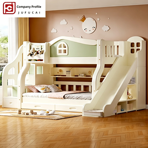 <span class=keywords><strong>Lit</strong></span> superposé double en bois massif moderne avec escalier en fer pour enfants - Design minimaliste avec fonction de rangement - Product Image 2