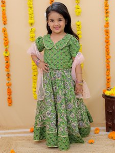 Lehenga Choli de algodón de alta calidad para niñas estilo tradicional boda y fiesta desgaste calidad de exportación - Product Image 4