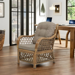 Sillón de Ratán Americano, Cómodo, Elegante, Modular, Acolchado, Resistente, Tejido a Mano, de Alta Calidad, para Hogar, Oficina, Sala de Estar - Product Image 1