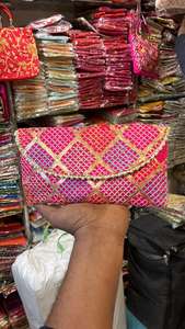 Handmade Women's Embroidered Rhombus Shape Thread Work Clutch <b>Wedding</b> Favor Return Gift for <b>Guests</b> Indian <b>Handbag</b> Clutch - Product Image 3