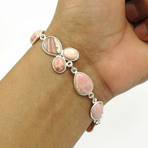 Personalized Hand Crafted Rhodochrosite Gemstone Trendy 925 Sterling Silver <b>Bracelets</b> Unisex Dainty <b>Bracelets</b> Wholesale OEM ODM - Product Image 2