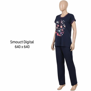 ชุดนอนพิมพ์ลายดิจิตอลเรียบชุดนอนผ้านุ่มน้ำหนักเบาสวมใส่สบายชุดนอนสตรีแฟชั่นทุกวันขายส่ง - Product Image 4