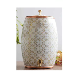 Dispensador de agua impreso de cobre para el hogar con soporte, diseño martillado, enfriador de agua de cobre puro, olla enfriadora de agua - Product Image 4