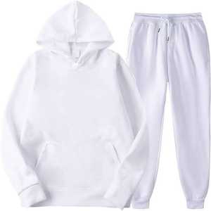 2 pièces, ensembles de survêtements unis grande taille pour hommes et femmes, 100% coton, sweat-shirts à manches longues, pantalons de survêtement, automne - Product Image 5