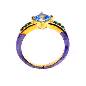 Shining <b>Sterling</b> <b>Silver</b> 925 Blue Topaz Tsavorite Gemstones Vintage Style Fashion Finger <b>Adjustable</b> <b>Ring</b> - Product Image 5