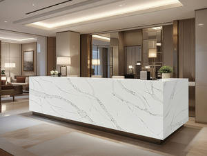 Losa de Cuarzo Calacatta NV1024 para Proyectos de Hostelería, Mostrador de Recepción, Encimera de Baño, Losa para Fabricación - Product Image 2