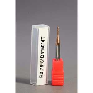 METALDUR 1.5*6*50 Fraise à nez sphérique à 4 cannelures Cuivre 55HRC TiCN Enduit Longueur 50mm - Product Image 1