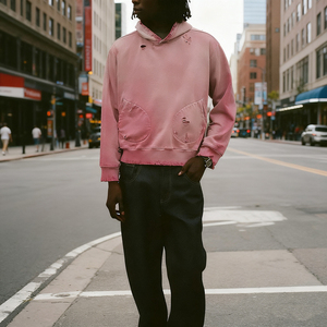 Sudadera con Capucha Casual para Hombre, Sudadera Deportiva de Invierno, Sudadera Lisa Teñida al por Mayor para la Temporada de Otoño, Sudadera con Capucha Lavada al Ácido - Product Image 6