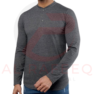 เสื้อเชิ้ตผ้าฝ้ายแขนยาวของผู้ชายไซส์พิเศษแห้งเร็วและระบายอากาศได้ดีมีดีไซน์สีพื้น - Product Image 1