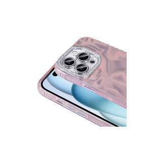 Étui de luxe ATA Esila en strass et diamants pour iPhone 15 Pro, coque en silicone antichoc avec airbag - Blanc - Product Image 5