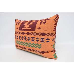 Acogedora y elegante almohada de lana geométrica étnica naranja de 20x28 pulgadas tejida con acento estampado cuadrado Vintage para sofá o uso doméstico - Product Image 4