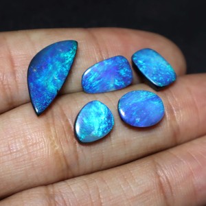 โอปอลไฟสีน้ำเงินธรรมชาติ5ชิ้นโอปอลแบบคู่ขนาด10X7MM 20X8MM - Product Image 3
