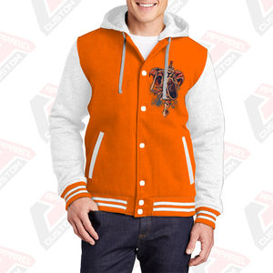 Men's Stylish Warm Eco-Friendly Varsity Jacket Hood 100% Cotton Fleece Beaded Embroidered Digital Printed Stonewashed Customized - Product Image 3