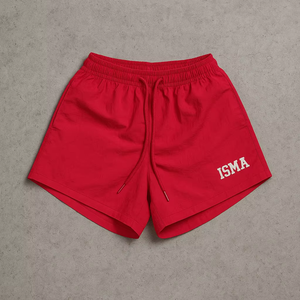 กางเกงขาสั้นออกกำลังกายสำหรับผู้หญิงแห้งเร็วผ้าร่มเอวหลวมแนวสตรีทผ้าทอในสไตล์เวียดนาม - Product Image 1