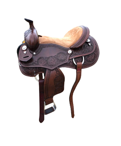Selle Western en cuir véritable de qualité supérieure pour les courses de barils et l'équitation - Product Image 1