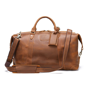 Sac de voyage personnalisable en cuir véritable, grande capacité, imperméable, surdimensionné, pour week-end ou nuitée - Product Image 1