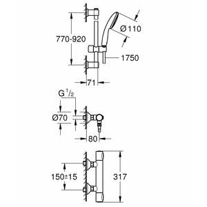 Colonne de douche en L réglable, accessoire premium avec fixation murale pour salle de bain - Product Image 1