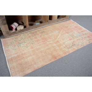 Tapis Vintage Turc Grand 3.2 X 6.4ft Orange Beige Laine Latex Support Motif Abstrait Forme Rectangulaire pour Couloir Tapis de Chambre - Product Image 5