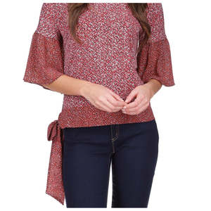 Top da Donna Michael Kors con Maniche a Campana e Orlo Annodabile in Rosso, Taglia Unica (dalla XS alla XL), in Maglia e Chiffon per Primavera/Estate e Autunno - Product Image 3