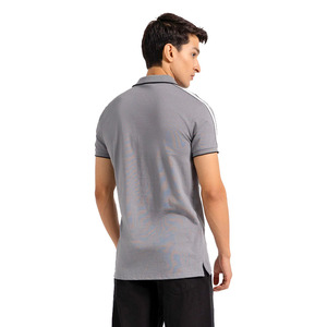 Top Qualité Hommes Gris Couleur Coton Polyester Mix Polo T Shirt Avec Fermeture Éclair Col Côtelé Et Passepoil Sur Les Épaules - Product Image 4