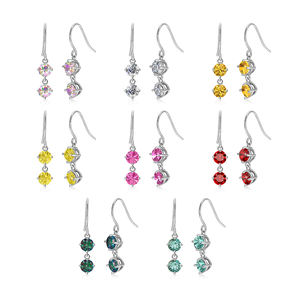 Lab Grown-pendientes de plata de ley 925 con <span class=keywords><strong>2</strong></span> piedras colgantes, joyería con diamantes de moissanita azul, para mujeres - Product Image 6