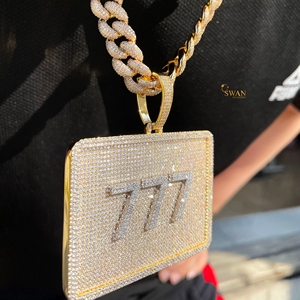 สร้อยคอ777เพชรโมอิสเพชร10K ตัวหนาสร้อยคอฮิปฮอปสีทองแบบไม่เหมือนใครของขวัญเครื่องประดับโรสโกลด์สุดๆสำหรับเขา - Product Image 3